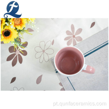 Fio contrastante impresso caneca de café reutilizável com alça